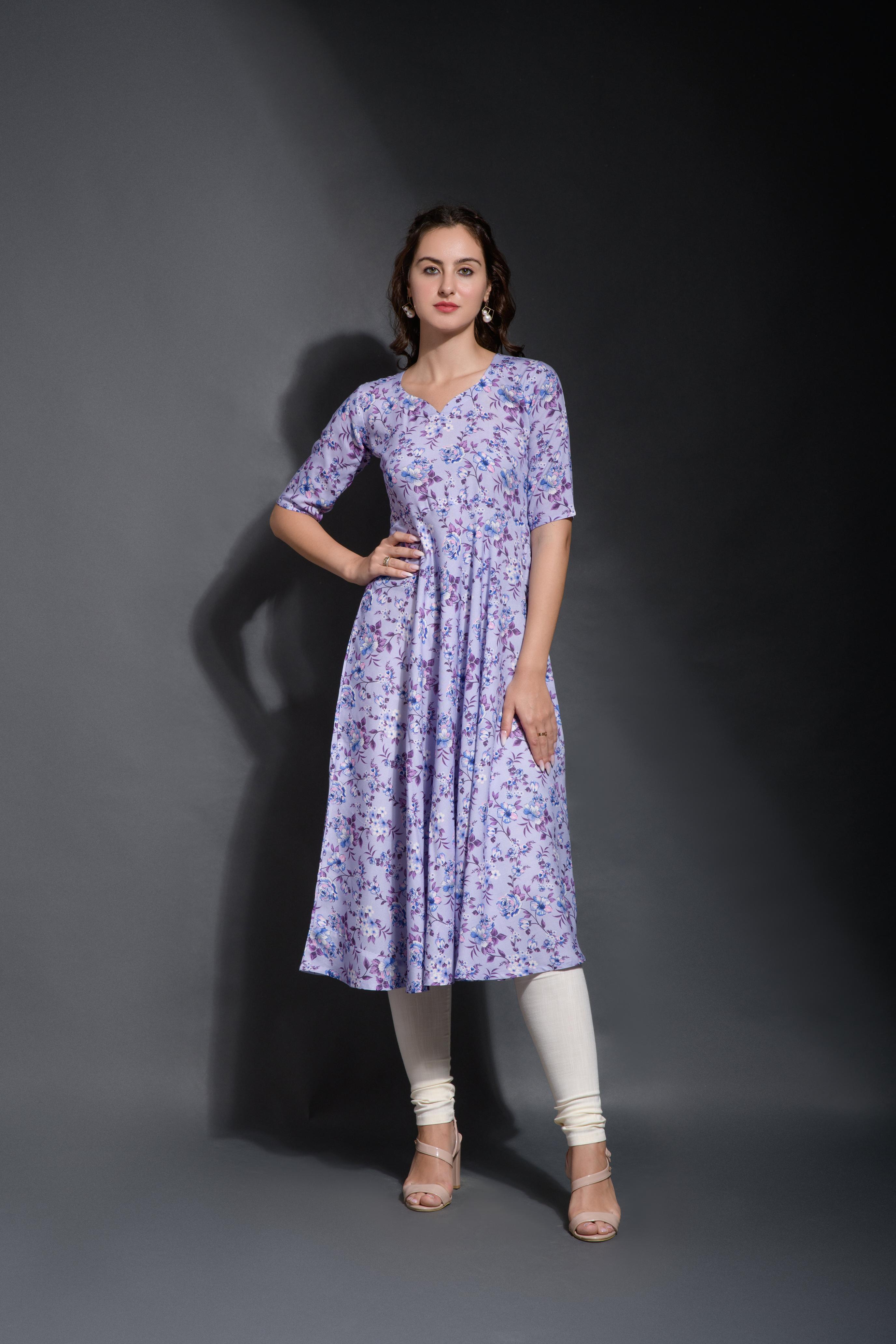 Falguni gown style printed kurta pant set