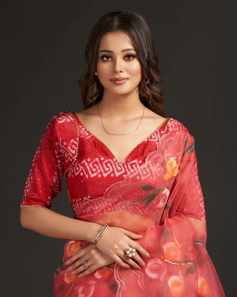 Batik print saree blouse