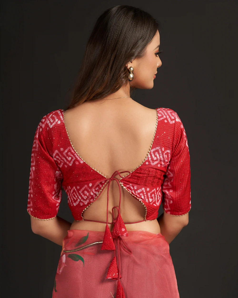 Batik print saree blouse