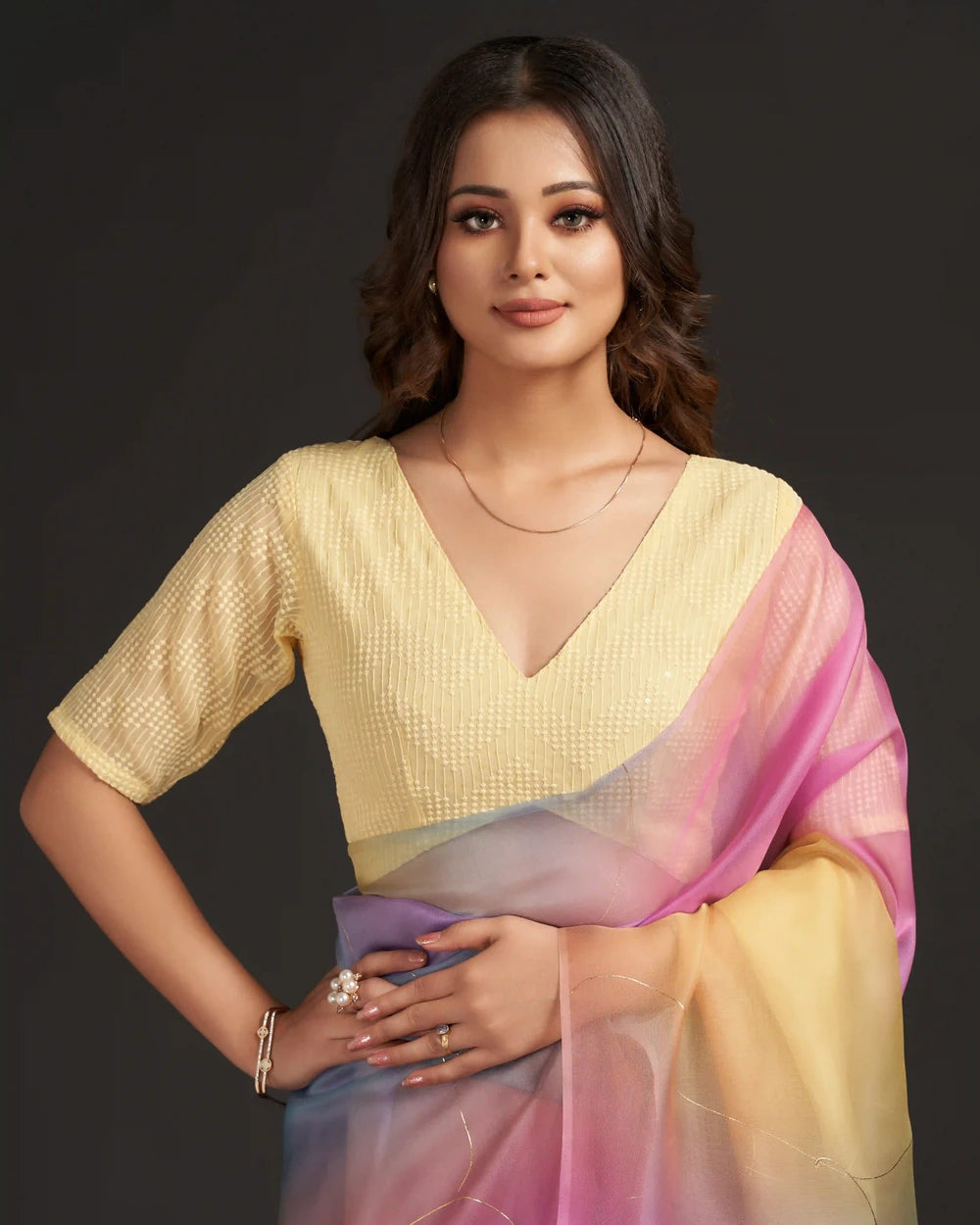 yellow glamour saree blouse