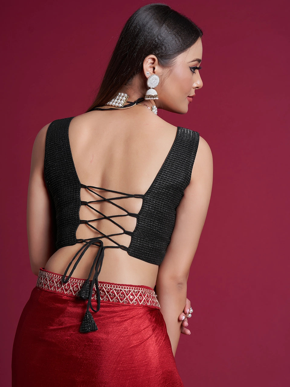 Black Pearl Backless Blouse