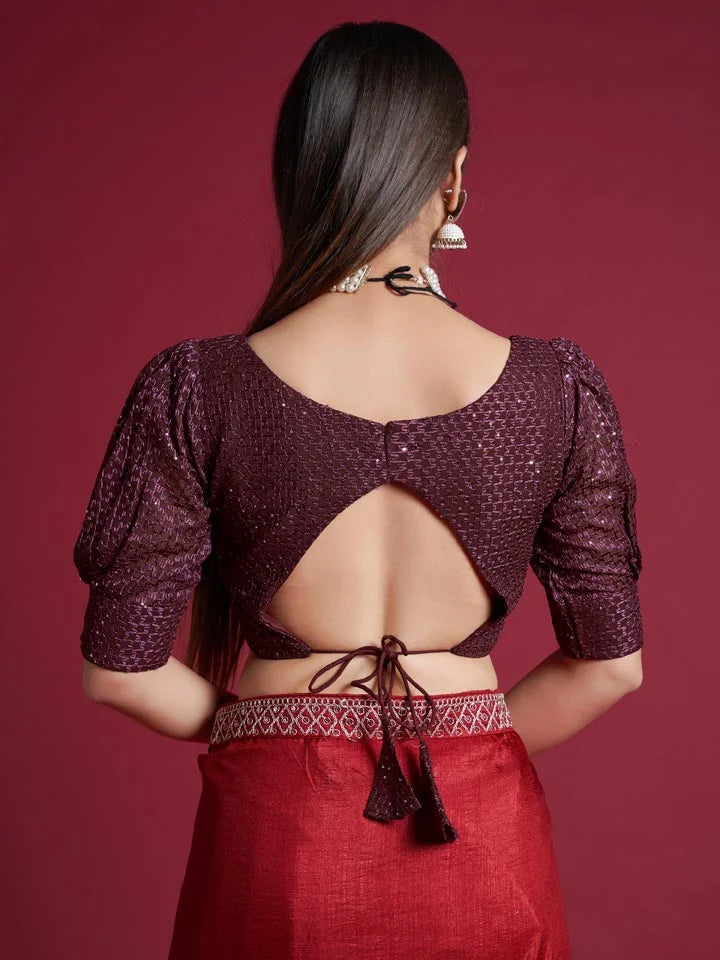 Desi Wine Sequence Blouse